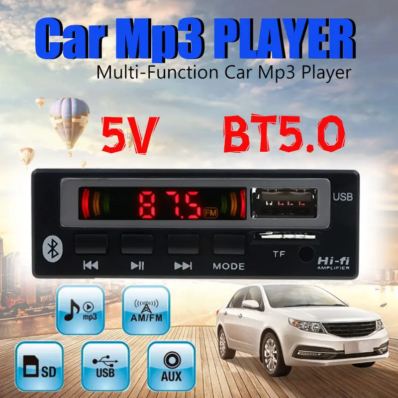Bluetooth 5.0 MP3 Decoder Module FM Radio Tuner USB TF Card AUX Audio Receiver with English OSD Remote Control