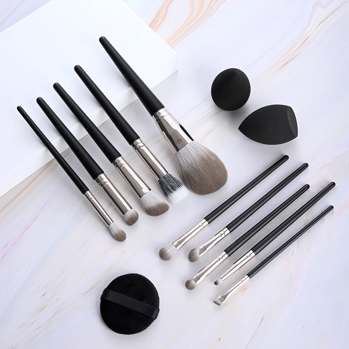 10 PCS Luxury Makeup Brushes-Solid Wood Handle Soft Nylon Bristles for Ideal for Foundation, Contouring & Blending