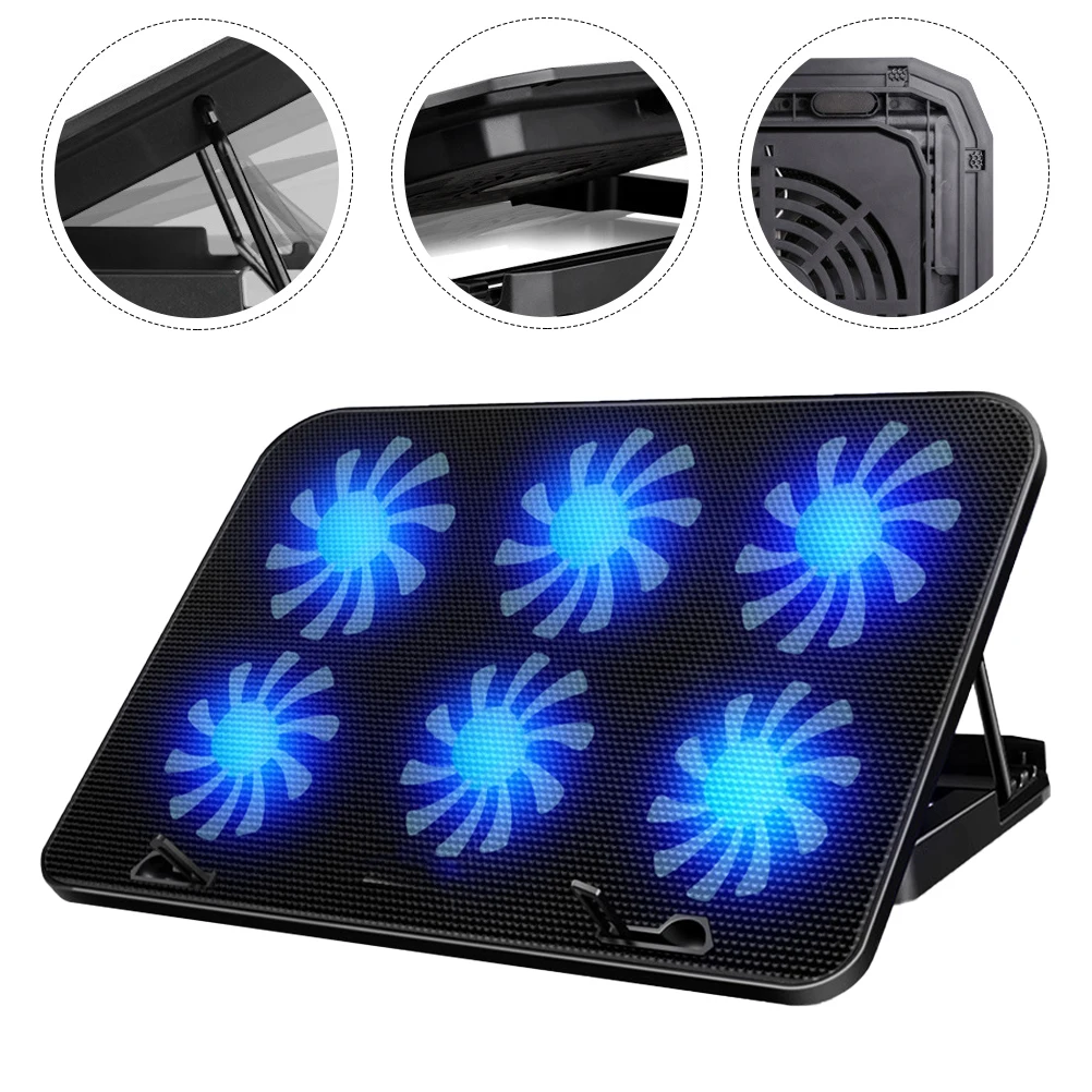

Laptop Cooler Foldable Stand Black Alloy Heat Dissipation Rack Portable Adjustable Notebook Fan Laptop Stand Cooling Pad