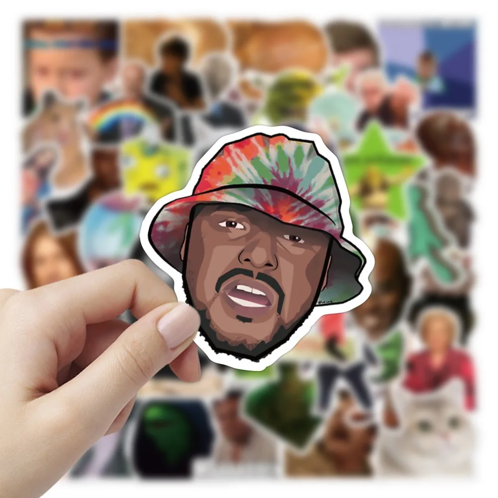 50 قطعة ملصقات تعبير الوجه للمشاهير على الإنترنت ملصقات جرافيتي مضحكة للدراجات النارية والأمتعة وكوب الماء ملصقات مقاومة للماء