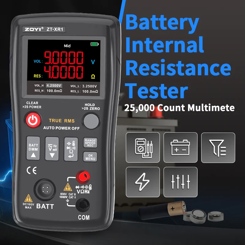 ZOYI ZT-XR1 Digitalmultimeter Batterie Interner Widerstandstester Spannung Diode Kapazität Multifunktionswerkzeug
