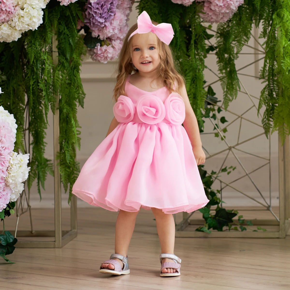 Toddler Active Princess Dresses Fashion Floral Camisole Baby Girls 1st Birthday Party Gown Newborn Casual Summer Pleated Clothes