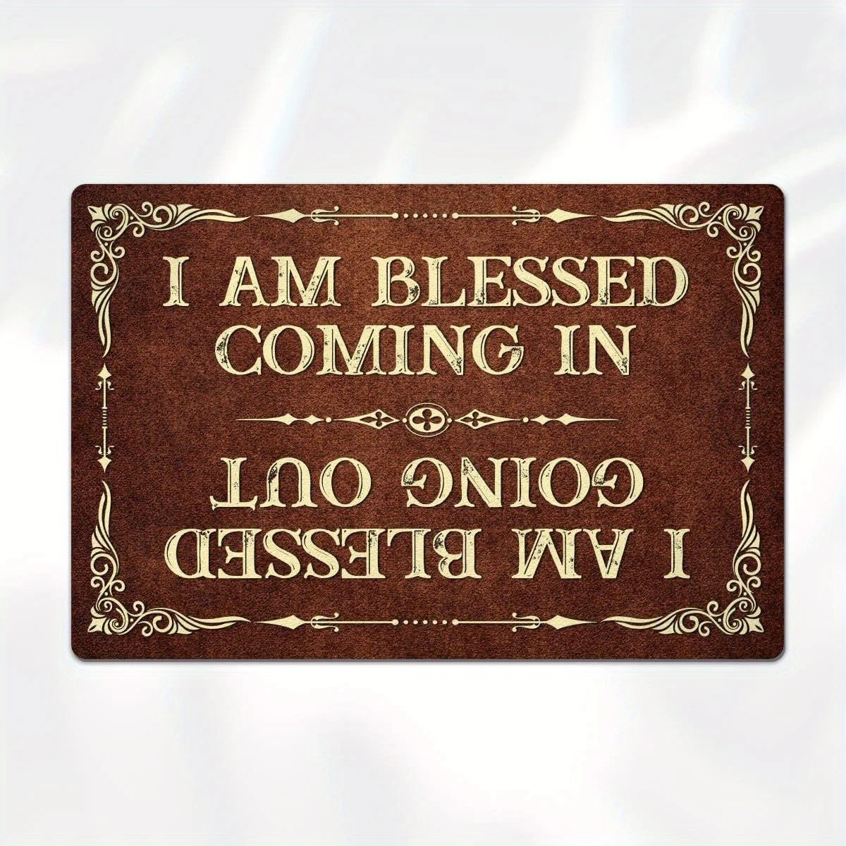 VIKAMA Vintage Farmhouse “Blessings” Entryway Doormat, Non-Slip, Washable Indoor/Outdoor Entry Mat, Home Decor