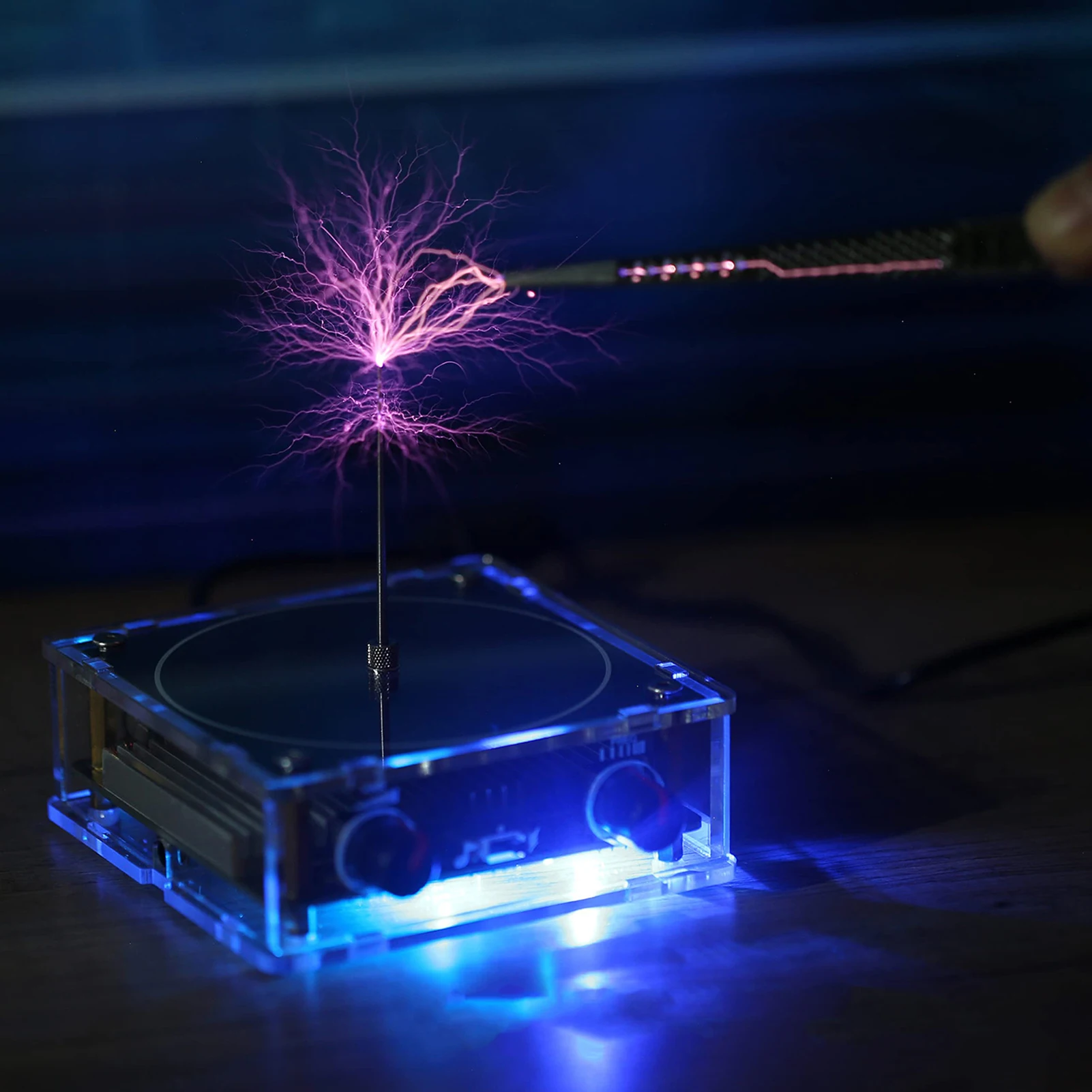 مجموعة لفائف تسلا سمّاعات بلوتوث قوس مولد نقل الطاقة اللاسلكية وضع الموسيقى وضع القوس الطويل أداة العلوم التعليمية