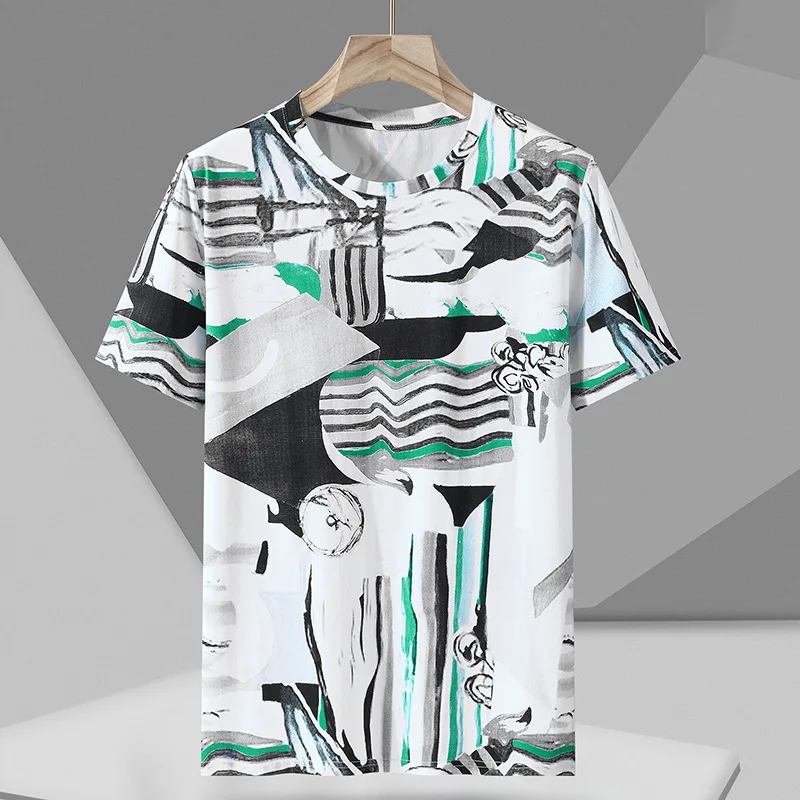 

New Summer T-shirt Men Short Sleeve T Shirt Plus Size 9XL 10XL Fashion Geometric Printing Tops Tees Male Tshirt Big Size 8XL