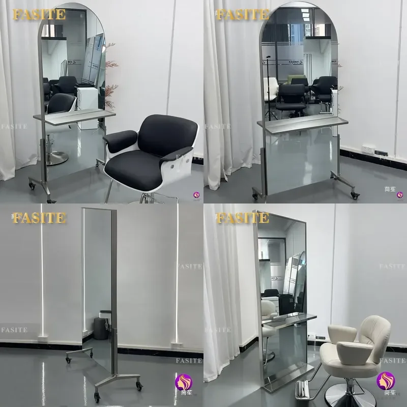 For Hair Barber Shop Removable Stainless Steel Hairdressing Mirror with Table Board Single Double Sided Perm Dyeing