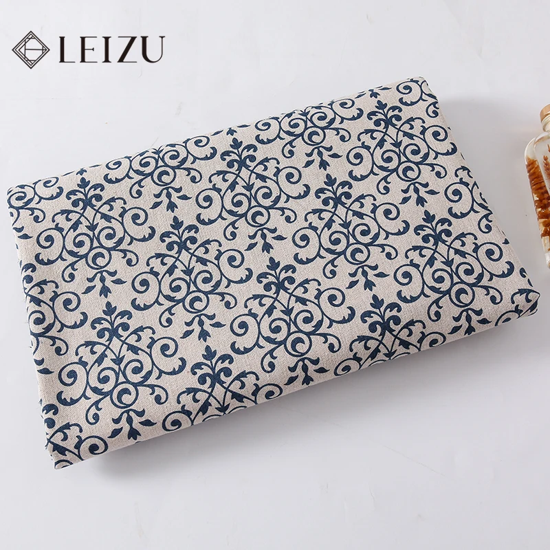 150x45cm Cotton Linen Blue and White Porcelain Printing Fabrics DIY Bedhead Headboard Cover Curtains Tablecloths Storage Bag