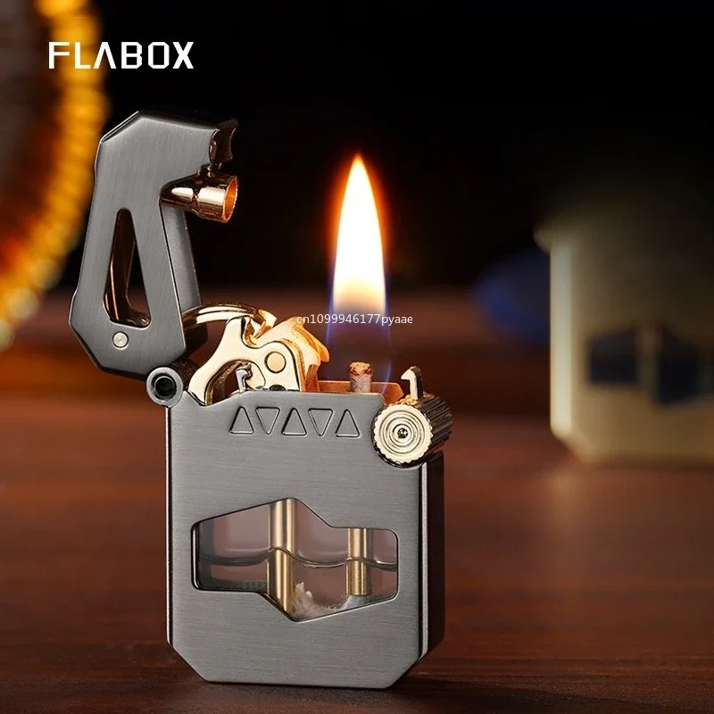 Mecha Lighter Ejected Transparent Oil Tank Creative Personality Sends Boyfriend Grinding Wheel Lighter Windproof