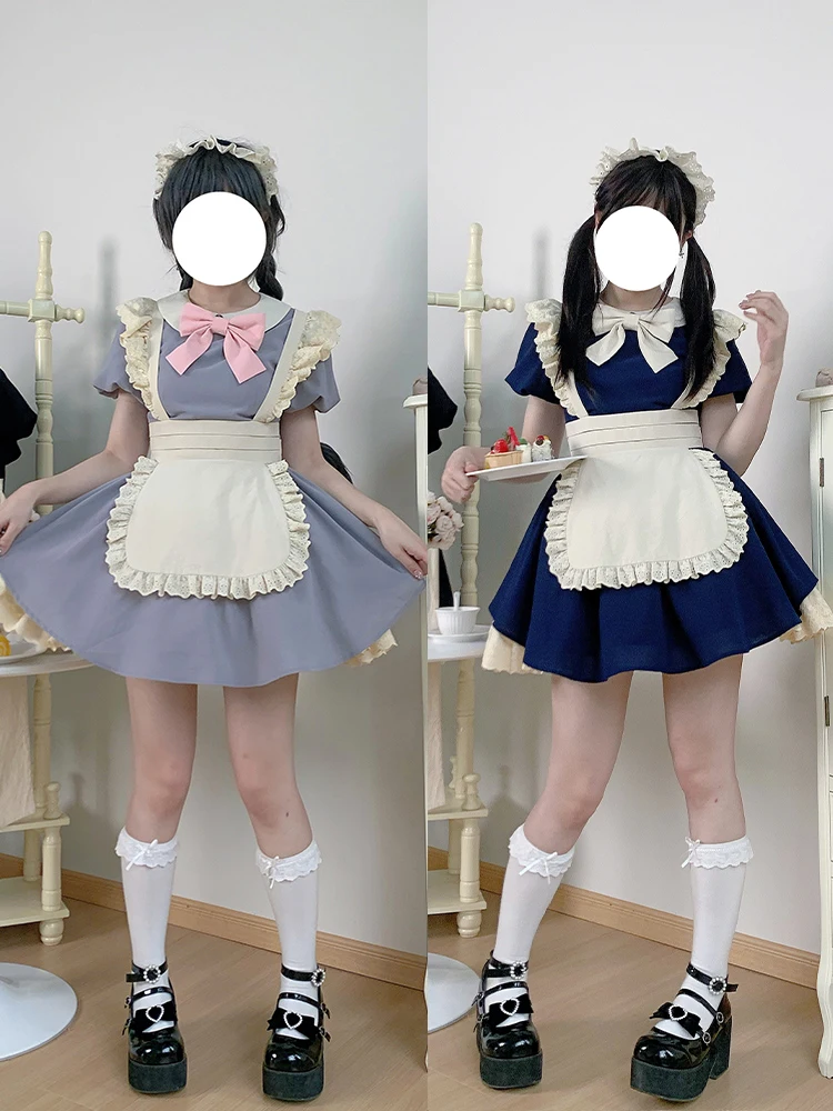 Harajuku Original Design Ancient Morning Style Pleated Lace Op Lolita Multi-color Maid Outfit Tea Party Birthday Gift Girls