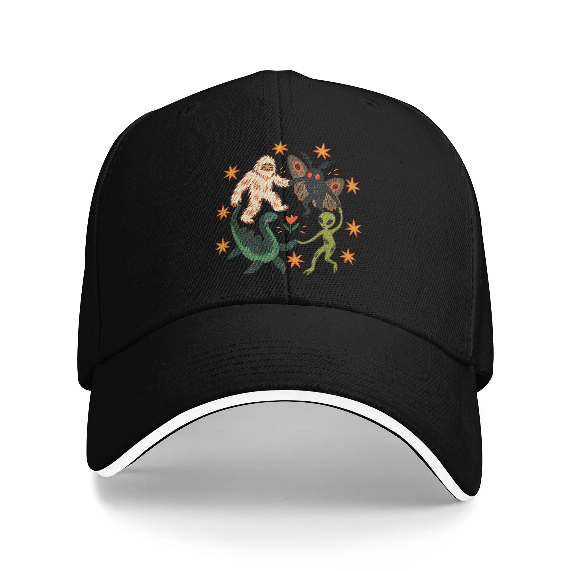 Cryptid Creatures Bigfoot Mothman Alien Loch Ness Monster Baseball Cap Casual Men Women Hip Hop Hats Baseball Caps Present
