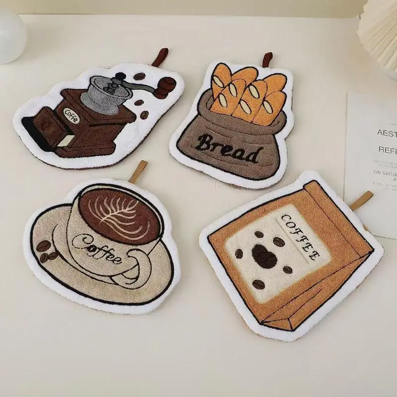 1 Stück saugfähiges Handtuch, Kaffeetuch, Handtuch für die Küche und das Badezimmer, Handtuch mit Cartoon-Motiv, praktisches Handtuch zum Aufhängen. – Detail 3