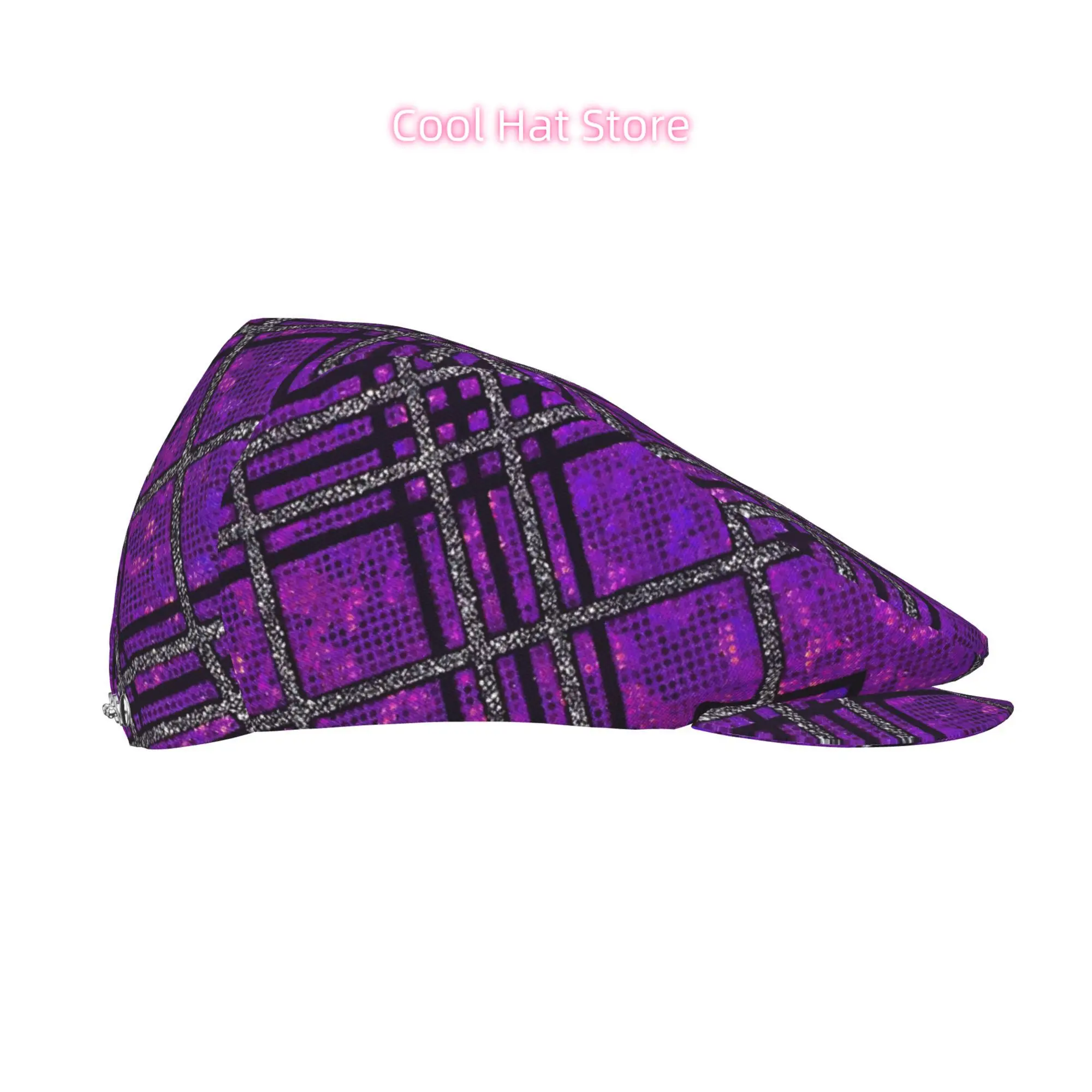 2D Flat, 1pc Adjustable Beret Hat for Men & Women - Sparkling Sequin Cloth Cabbie Cap, Lightweight Polyester Beret Suitable for