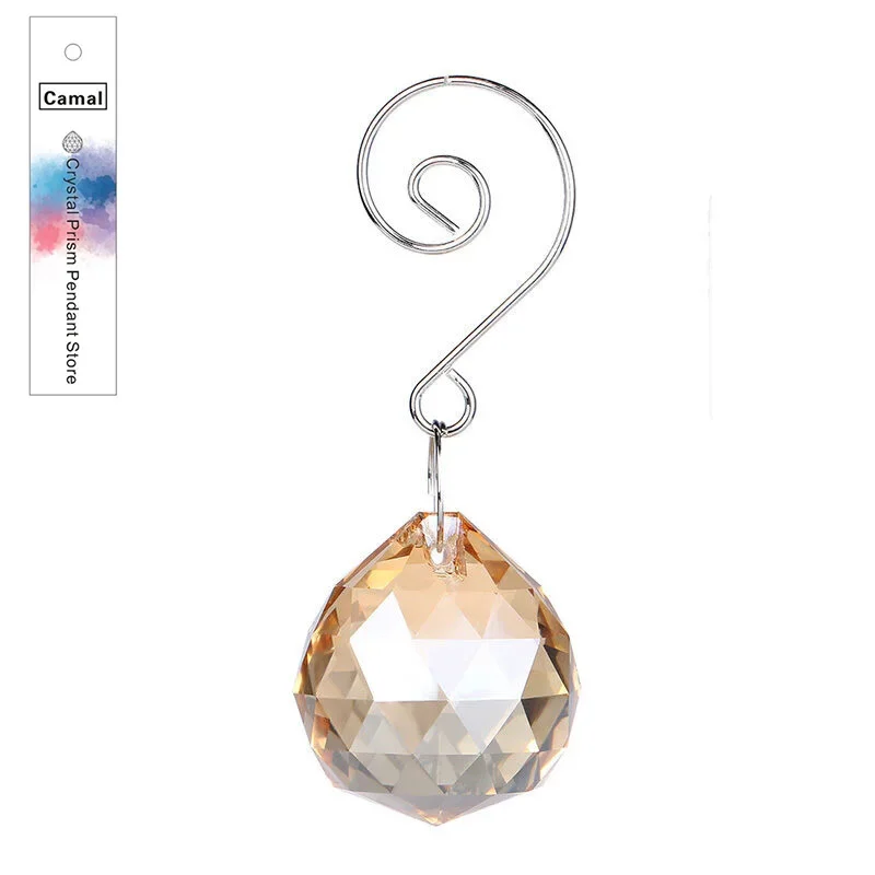 

Camal 2pcs 30mm Champagne Cut Crystal Ball Prisms Chandelier Feng Shui Lamp Drops Pendants Suncatcher Party Home Decor