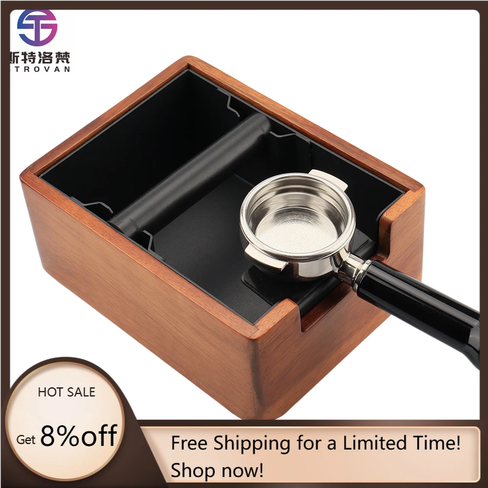 

STLG WJW Good Price Wood Espresso Knock Box Coffee Bar Knock Slag Box Stainless Steel Coffee Knock Box and Portafilter Station