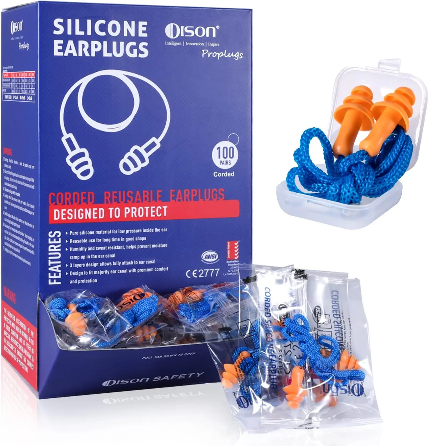 

Многоразовые силиконовые беруши 32 дБ с шнурком, шумоподавление для стрельбища, работы и путешествий