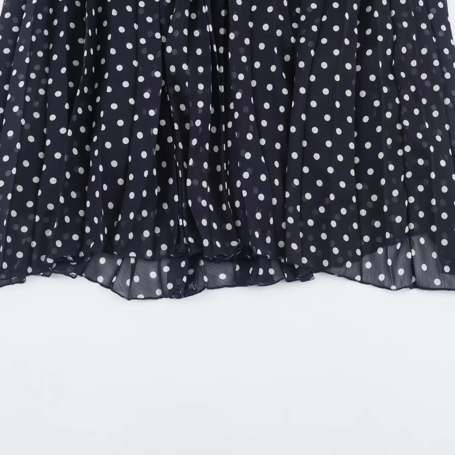BSAY 2026 Vintage Elegantes Damen Polka Dot Halter-Midikleid mit Metallverzierung, geraffter Taille, plissiert, ärmellos, A-Linie, langes Kleid – Detail 9