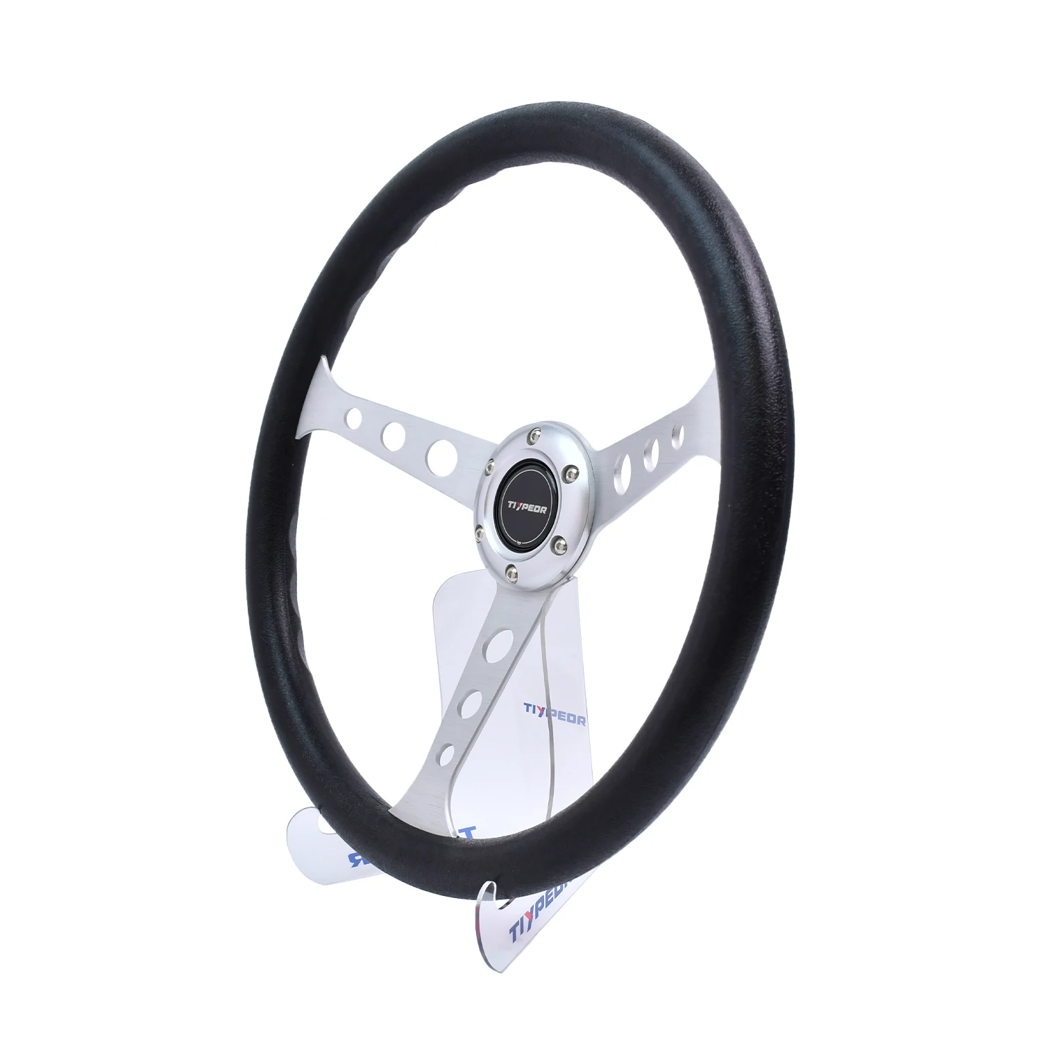 Tiypeor Universal 380cm Solid Wood Brown Vintage Racing Steering Wheel ABS Material for Gaming