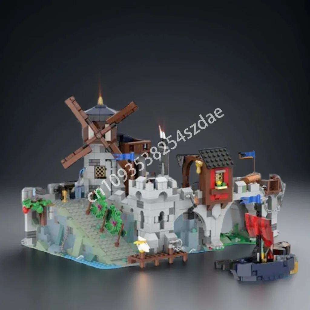 

969pcs MOC Dockside Delights Medieval Windmill Tales Castle Building Blocks Christmas toy Gift Educational teenager collector