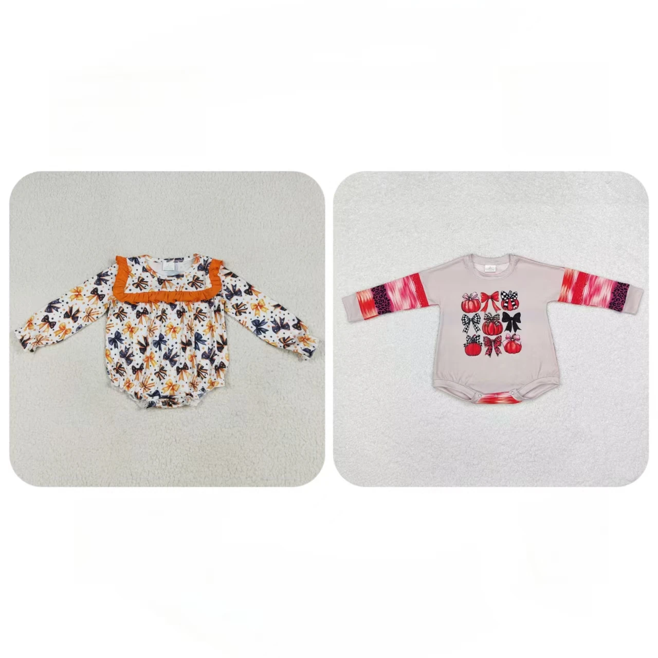 Wholesale Children Newborn Halloween Bows Stars Ruffle Romper Baby Girl Infant Long Sleeves Fall Bubble Kids Toddler Jumpsuit
