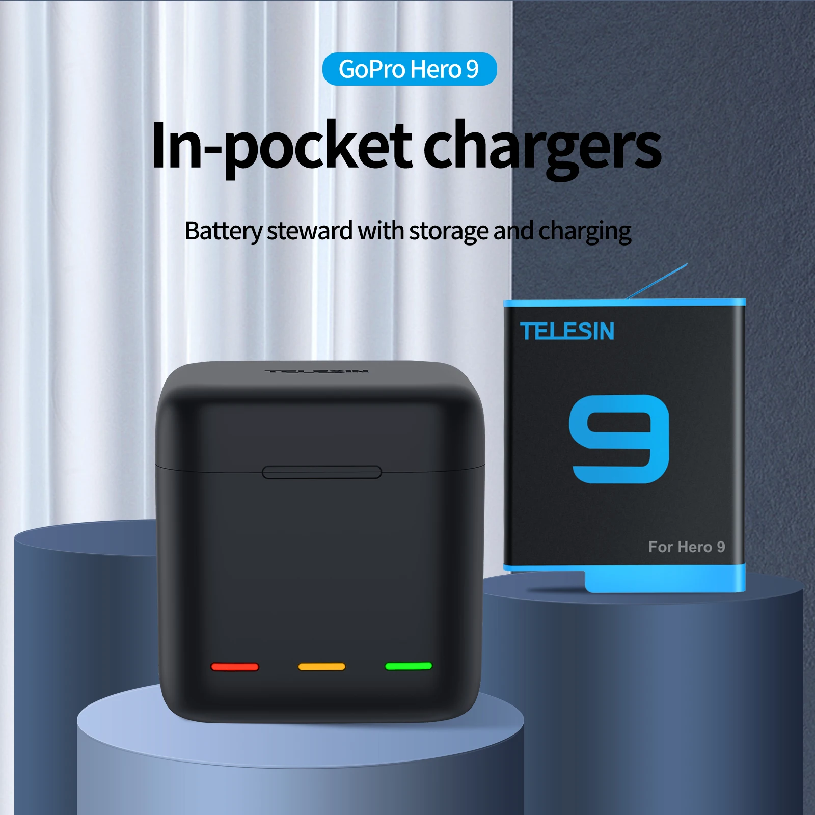 for Go Pro Charger 3-Channel Battery Charger Box Battery and Card Storage Box  for 12/11/10/9 Camera Battery