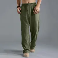 Men's Cotton Linen Pants Male Autumn New Breathable Solid Color Linen Trousers Fitness Streetwear S-5XL 3