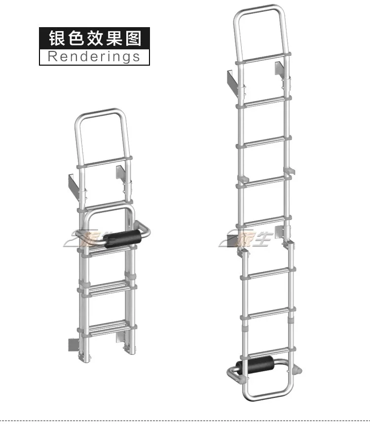 RV rear ladder folding ladder aluminum alloy thickened reinforced tail ladder RV modification accessories