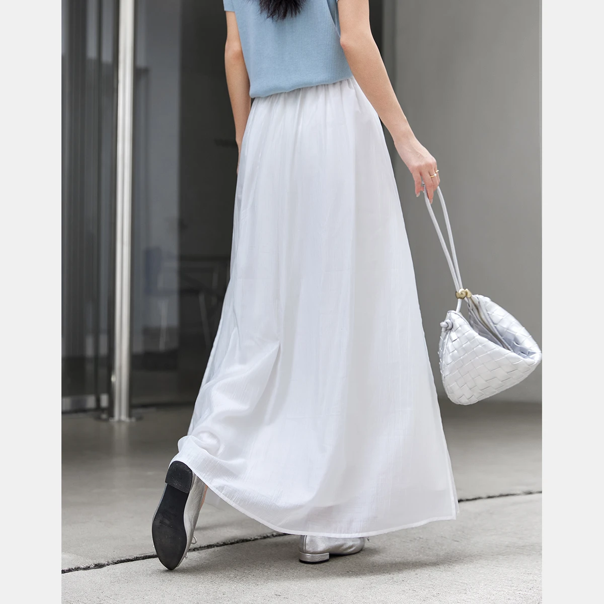 VIMLY Lyocell Retro Split Design Skirt Women's Spring 2026 New Drape Thin Umbrella Skirt M9880