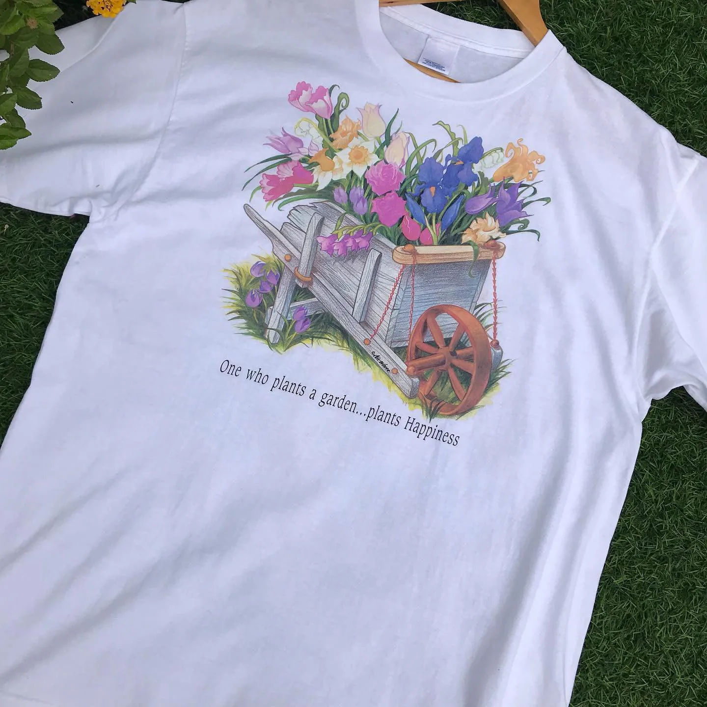  Healing Country Style Short Sleeve T-Shirt Vintage Floral Loose Couple Version Half Sleeve Breathable Cotton round Neck