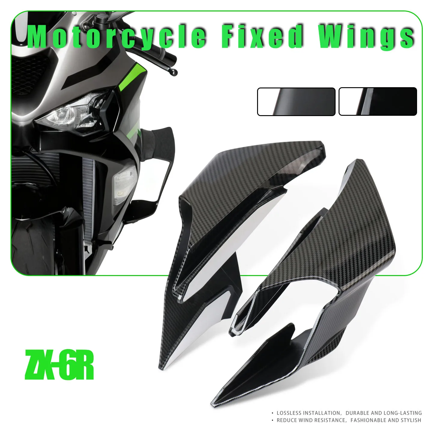 

For ZX-6R ZX6R Motorcycle Fixed Wings Fairing Winglets Aerodynamic Wing Shell Cover Protection Guards Kit