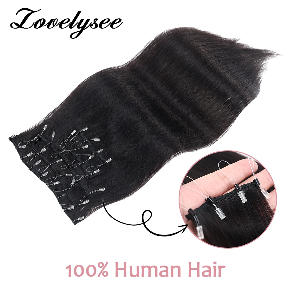 Beaded Weft Hair Extensions Straight Natural Black Human Hair Seamless Weft Hair with Micro Loop Beads Salon Quality 1 Pack 100G