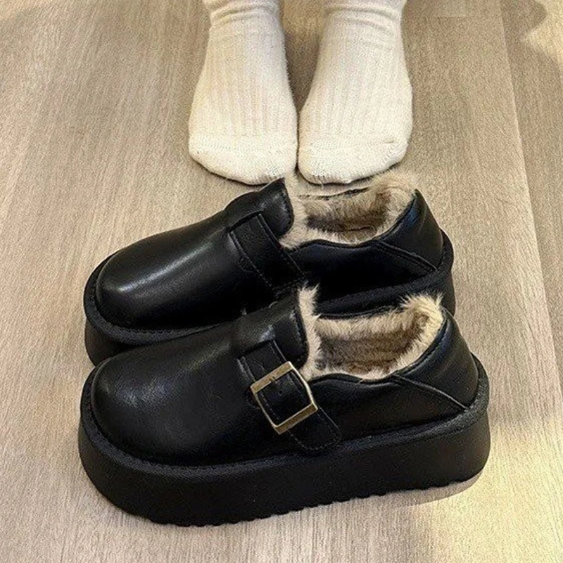 المرأة حذاء من الجلد قصيرة أفخم الدافئة الشقق الثلوج الأحذية منصة موضة المشي أحذية رياضية امرأة 2025 ماركة عادية بوتاس دي Mujer