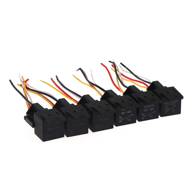12V 24V 36V 48V 60V 72V 4Pin 5Pin 40A Automotive Relay With Interlocking Socket Heavy Duty For Truck Car Van Moto Boat Relay