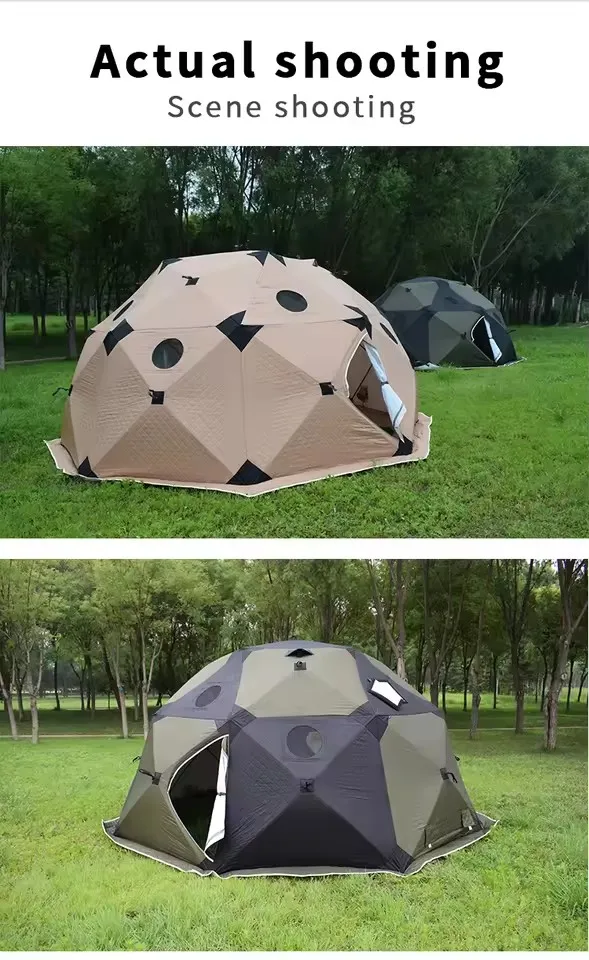 Factory Price Insulated 6-Sided Ice Fishing Tent One Bedroom Insulated Ice Fishing Shelter for 5-6 People Snow Hut