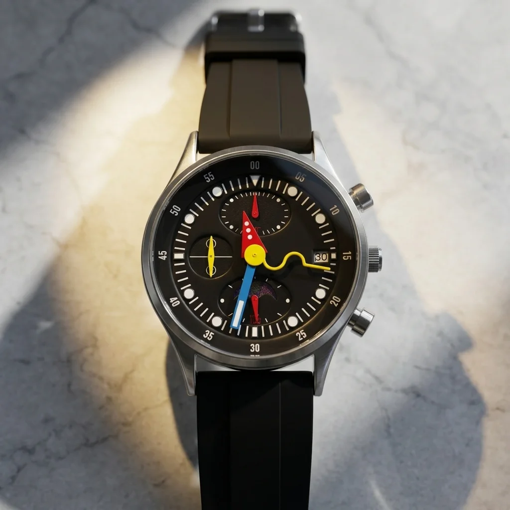 Multifunktionale Herrenuhr mit Leuchtzeigern und Mondphasenanzeige Einzigartiges Interessantes Zeigerdesign Kreative Studentenuhr mit Kalender Coole Armbanduhr