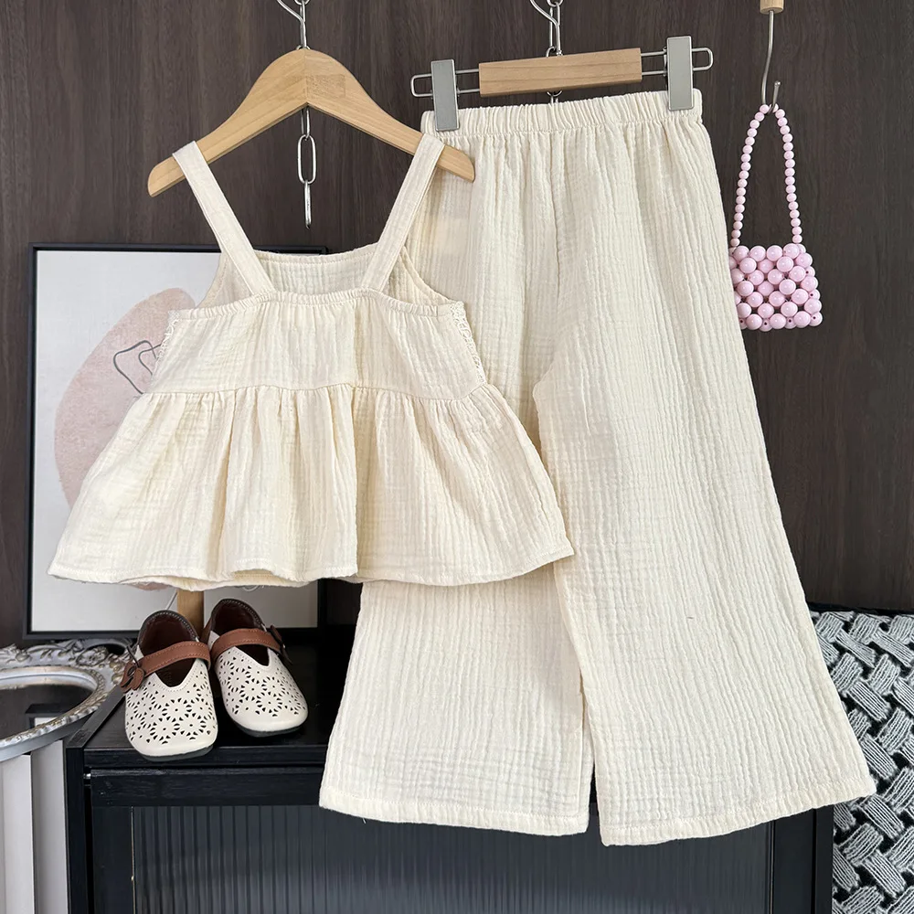 Summer Fashion Kids Clothes Set Baby Girls Strawberry Vest Tops With Pants For Children Casual Holiday Vacation Daily Outfits