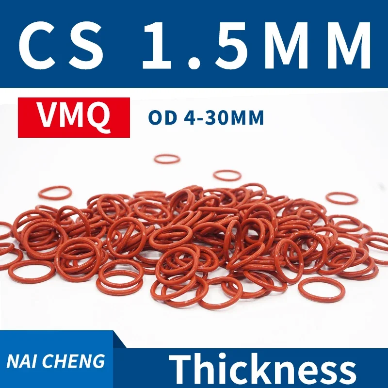 

CS1,5 мм красный VMQ OD4-30 мм силиконовые резиновые уплотнительные кольца уплотнители прокладка шайба термостойкое водонепроницаемое мягкое силиконовое кольцо