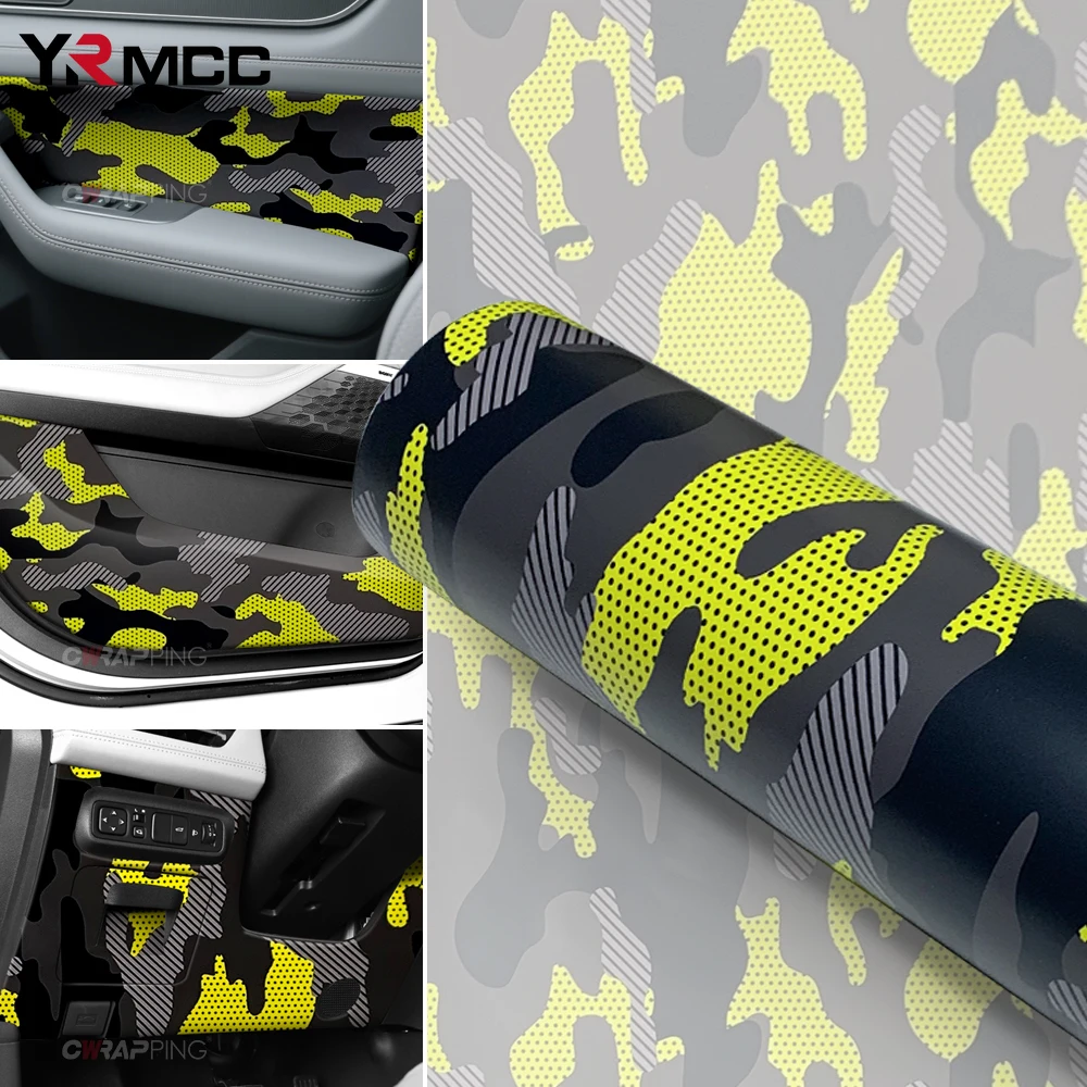 Motorcycle Adhesive Vinyl Wrap Car Tint Camouflage Film Auto Outdoor Accessories Off-Road Vehicle Decoration Yellow Jeep Sticker