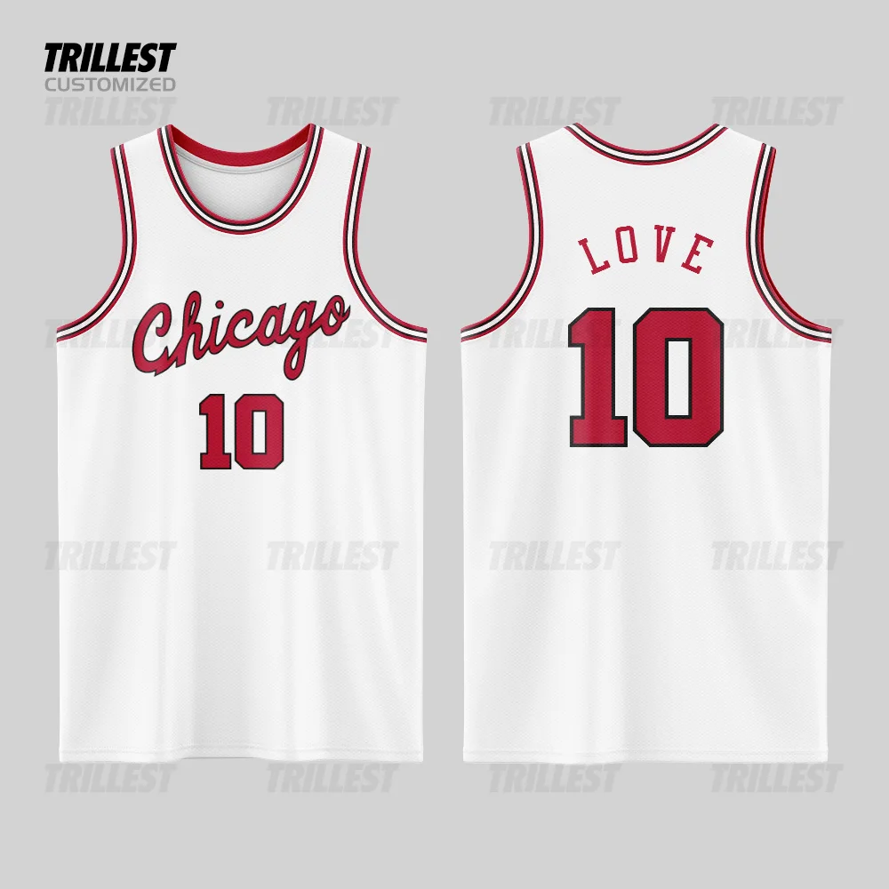 Trillest R.I.P. Bob Love 10 Customized Chicago City Red White Black Basketball Jerseys Youth and Adult with Any Name and Number