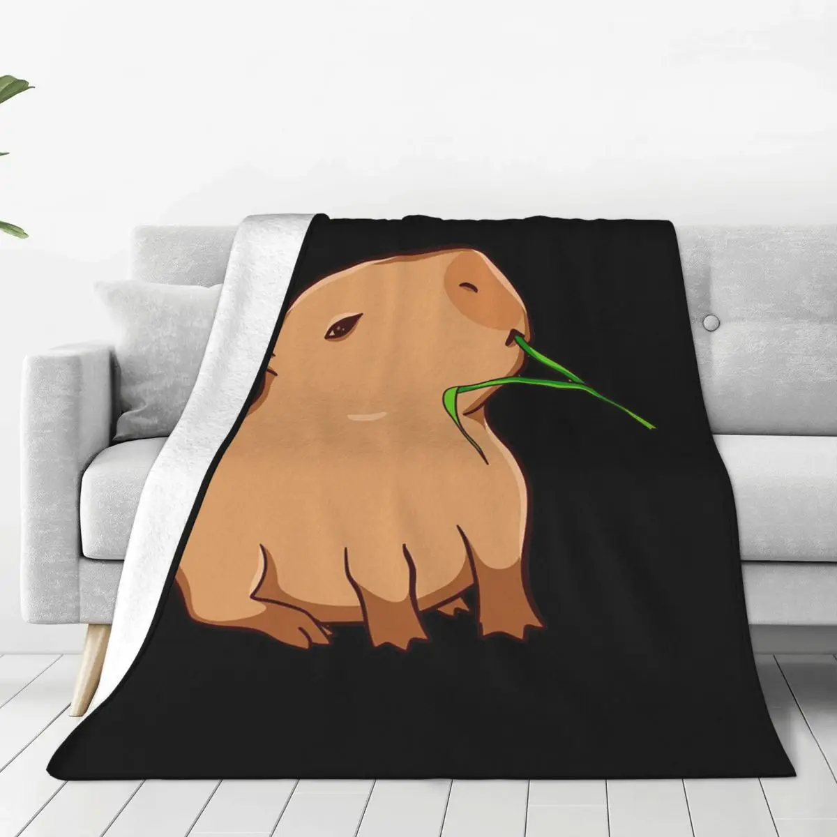 

Одеяло с капибарой и листом, Eat Your Greens, мягкое теплое фланелевое одеяло для кровати, гостиной, пикника, путешествий, дома, дивана