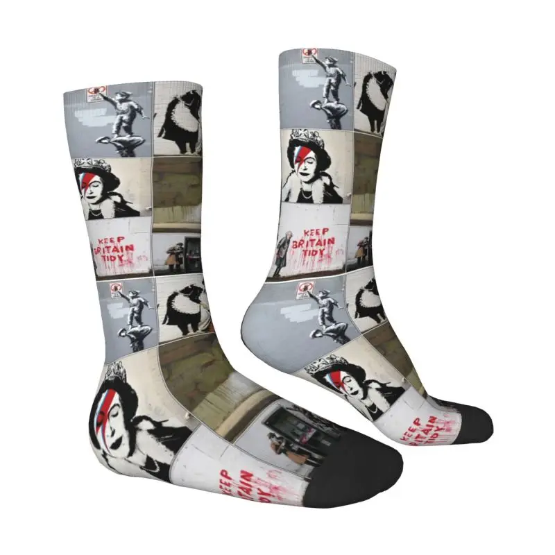 Custom Cool Banksy Graffiti Merchandise Socks Men Women Warm 3D Printing Street Pop Art Basketball Sports Socks