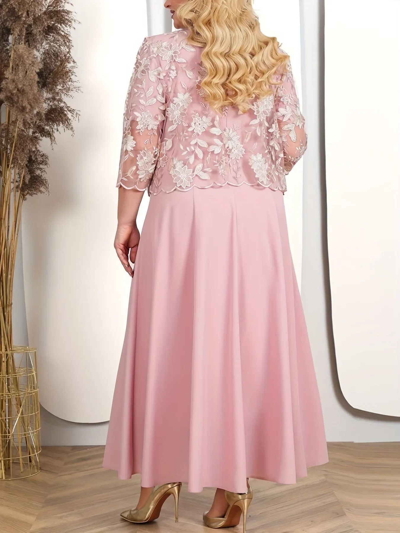 Mother of the Bride Dresses with Lace Jacket Tea Length Formal Evening Party Cocktail Dress Mother Dress for Wedding