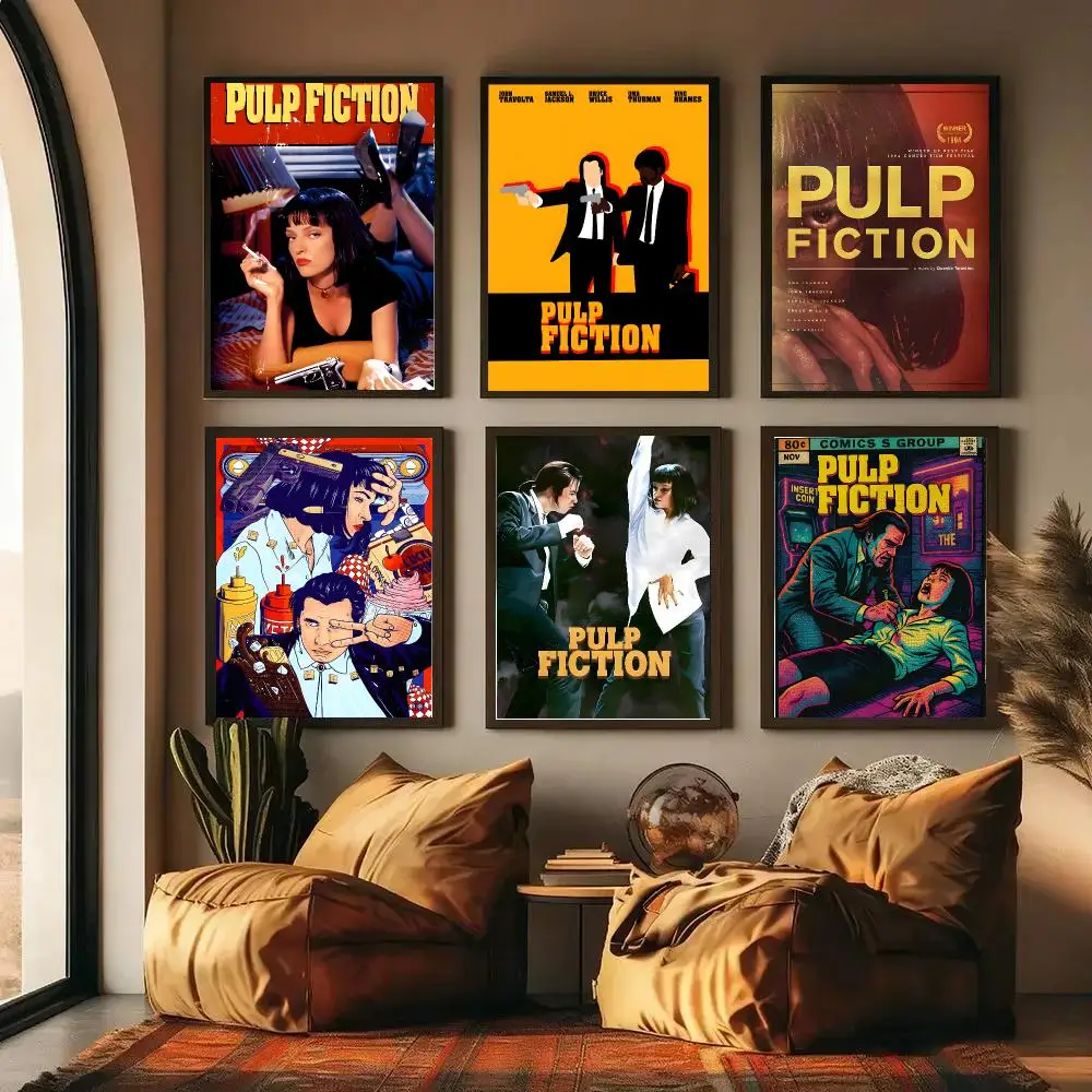 P-Pulp F-Fiction Poster Self-adhesive Art Waterproof Paper Sticker Coffee House Wall Decor
