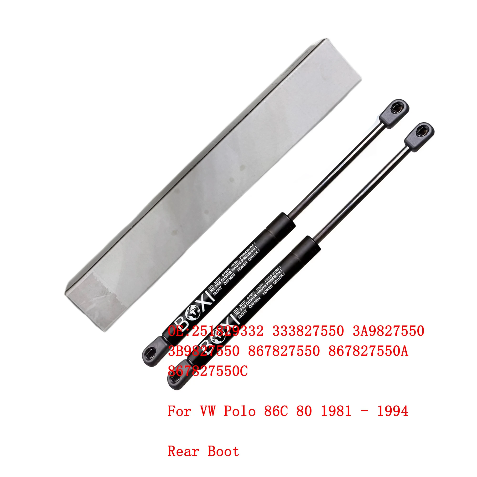 2Pcs Rear Trunk Tailgate Gas Struts Lift Support Shocks 251829332 333827550 3A9827550 For VW Polo 86C 80 1981 - 1994 Hatchback