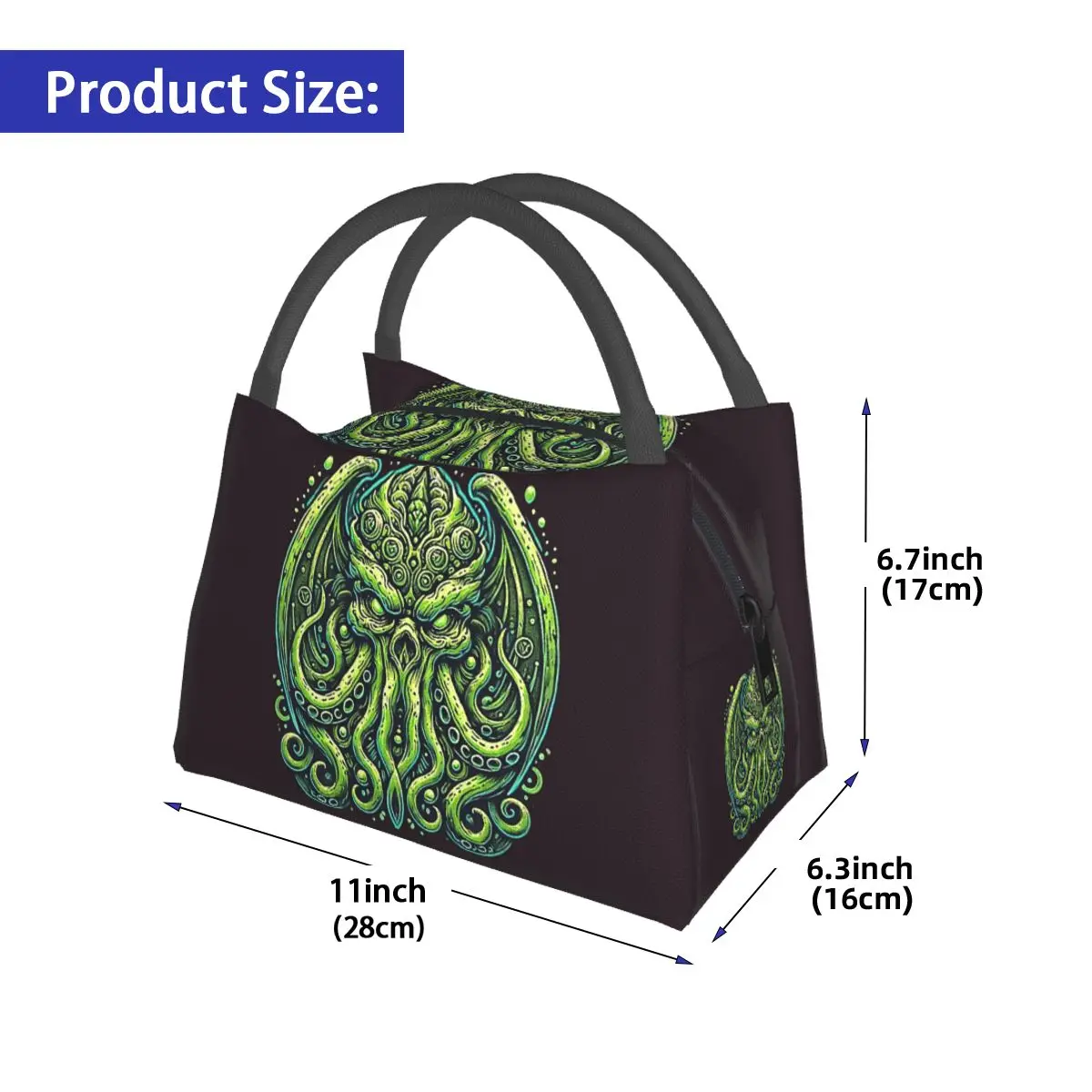 Green Cthulhu Octopus With Tentacles And Teeth Insulated Lunch Bag Storage Food Boxes Container Cooler Thermal Lunch Box Tote