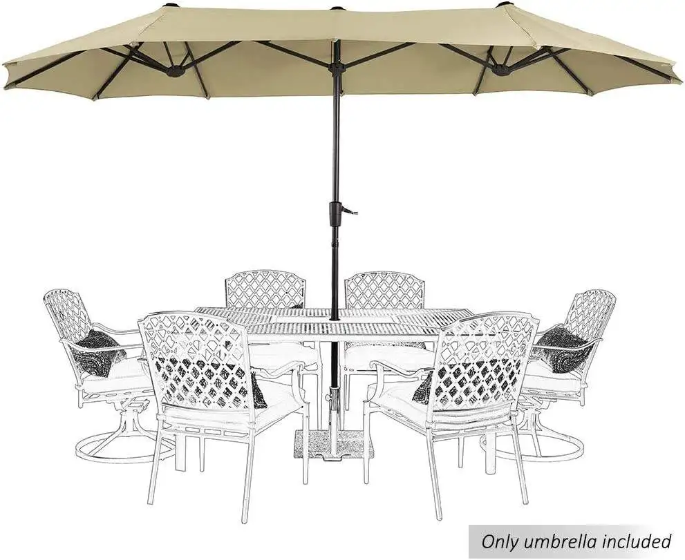 15FT Patio Outdoor Umbrella Market Umbrella Parasol Double-sided  Garden Twin umbrella