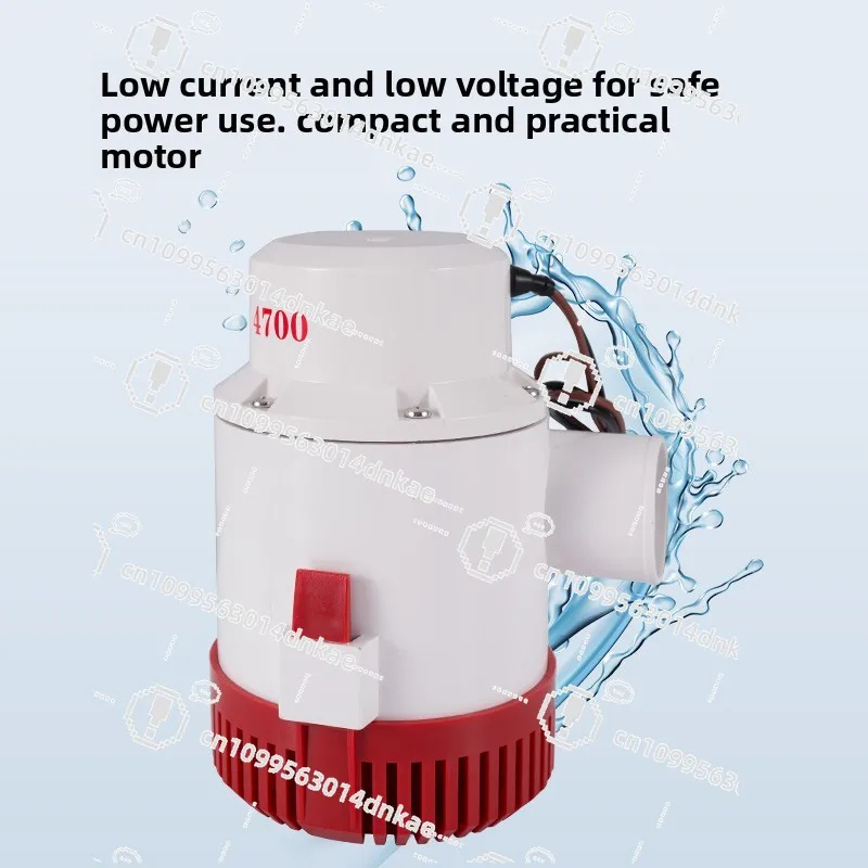 12V24 Volt DC Submersible Pump Bilge Pump Agricultural Large Flow Pumping and Drainage Yacht Marine Battery Water Pump 4700