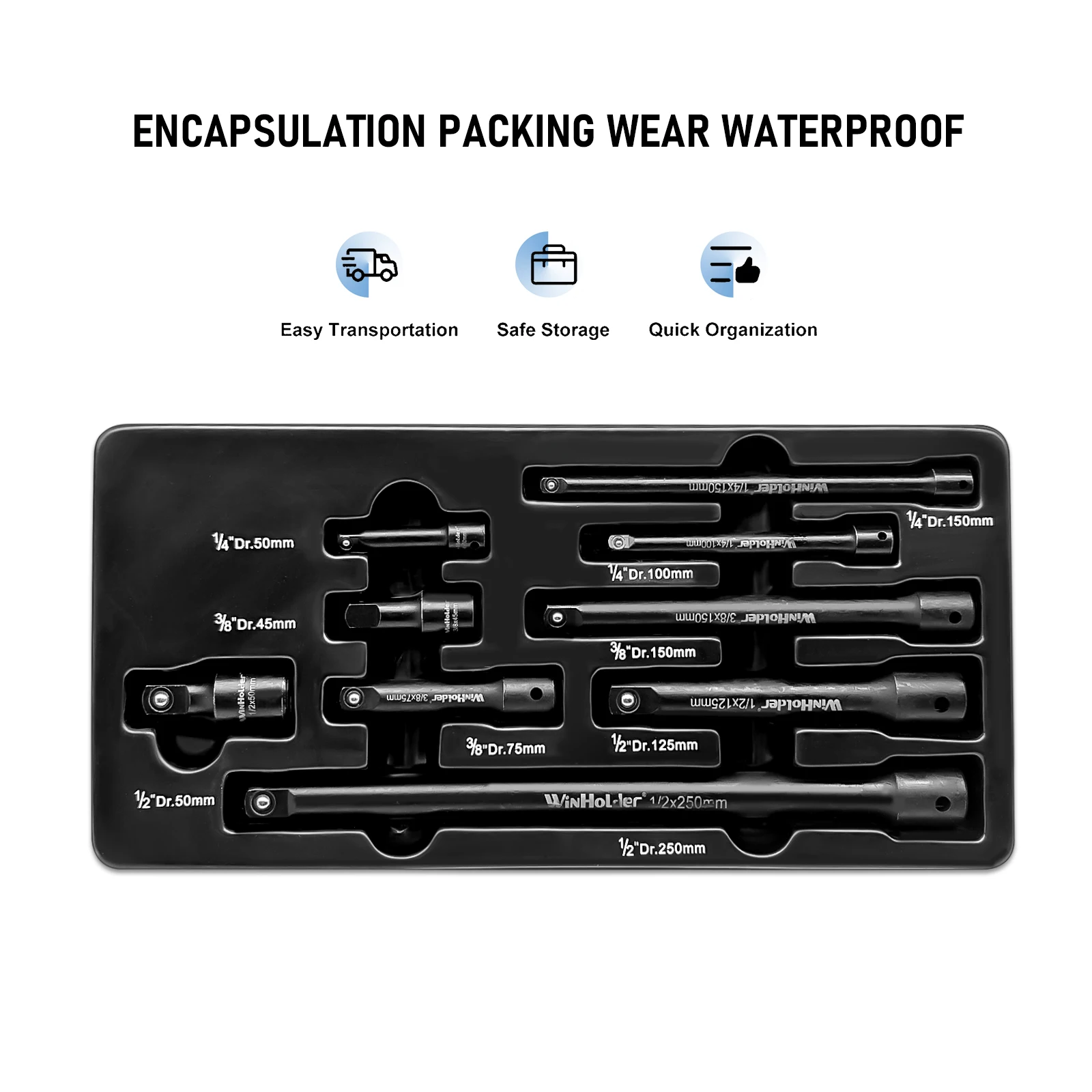 9Pcs/Set Impact Extension Bars 1/2