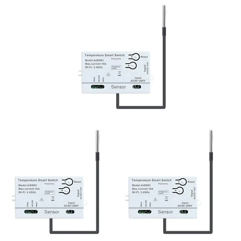 ABGH-3X Tuya Wifi Temperature Switch Sensor 2.4G Wifi Temperature Switch Sensor Smart Switch With 1M Temperature Probe