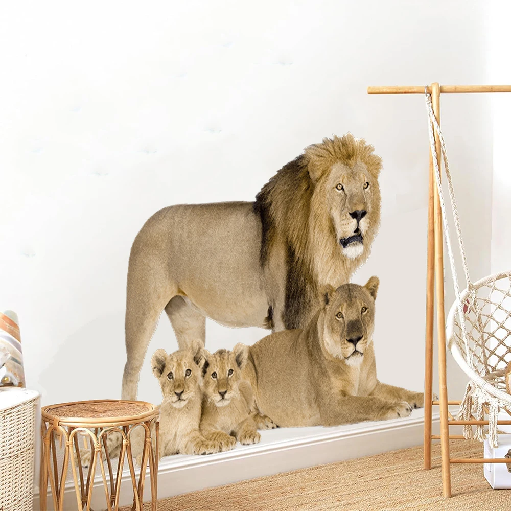 Jungle Animal Tiger Lion Wall Stickers Decals Wild Animal Wall Decals for Bedroom Living Room Club Party