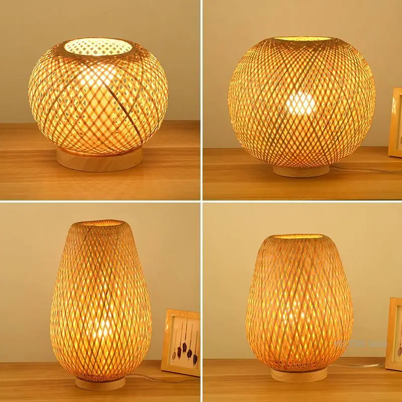 

New Chinese style bedroom bedside lamp, bamboo art Japanese study room, homestay decoration table lamp, creative lighting